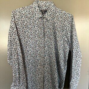 Van Heusen Flex- Blue/Floral Patterned- Dress Shirt- Slim Fit